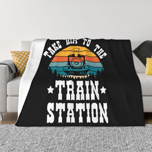 Take Him to The Train Station Blanket Ultra Soft Fleece Blankets for Sofa Throws