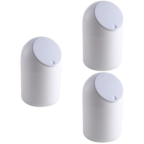 Cabilock 3 pcs Plastic Swing Trash Can Simplicity Trash can Waste Container Mini Table Garbage Bin Recycling bin Small Garbage Can Tiny Desktop Garbage Bin Clamshell Simple Small Desktop