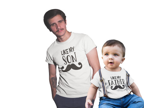 TWO SHIRTS - Like My Son - Like My Father - Father Son matching shirts - Funny Dad Baby Son tshirt Birthday Gift Father's Day New Baby Boy Man Kid Daddy