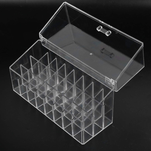 24 Spaces Cover Storage Case for Lipstick Acrylic Lipstick Organizer With Lid Lipstick Display Box Dustproof Flip Cover Cosmetics Storage Plastic Makeup Organizer Storage Box