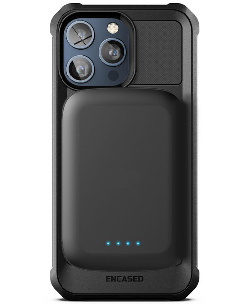 ENCASED 2-in-1 iPhone 15 Pro Battery Case Combo - Protective Full-Body Cover with Removable Power Bank (Compatible with MagSafe) Black