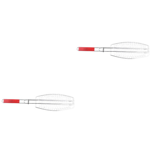 Happyyami 2 Pcs Stainless Steel Grilled Fish Net Outdoor Grill Outdoor Bbq Fish Grill Cage Bbq Fish Cage Metal Barbecue Basket Round Net Rack Barbecue Tool Wire Frame Net Folder Fish Shape