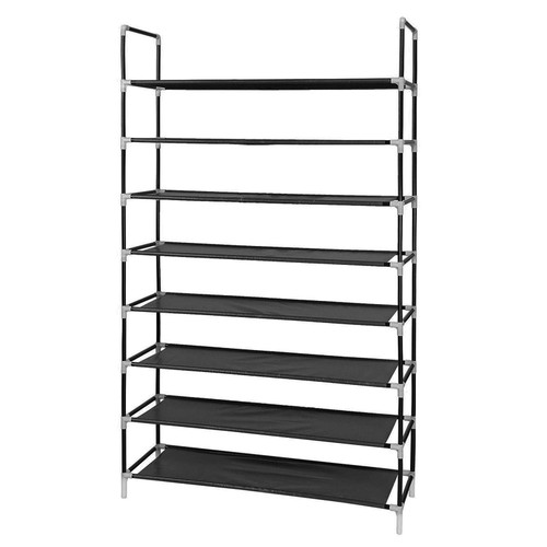 Kcelarec Shoe Rack Organizer, Stackable and Durable Shoe Shelf Storage Metal Shoe Tower Space Saving (Black-8 Tiers)