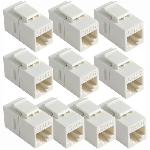 NTW Cat6 Keystone Coupler (10Pack) RJ45 Wall Coupler, Ethernet Coupler, Ethernet Keystone Coupler, Wall Cat6, Cat6 Network Coupler for Keystone Patch Panel - Compatible with Cat5/5e/6 - White