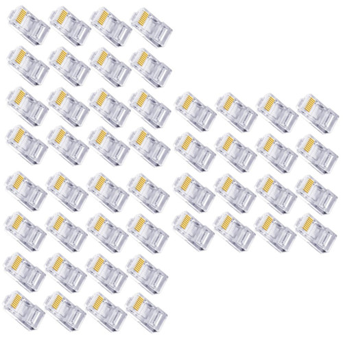 UKCOCO 300 Pcs Through Hole Network Crystal Ethernet Cable End Wiring Network Cable Plug Modular Ethernet Jack Utp Network Plug Cat 5 Ends Cat 6 Cable Ends Unshielded White Male End