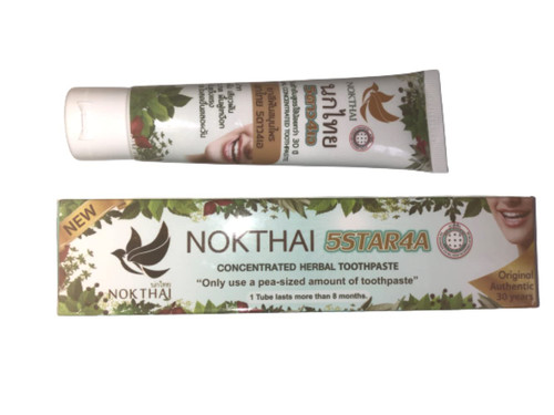 Thai Herbal Toothpaste NOKTHAI 5Star4A Concentrated Formula from Nature Prevent Sensitive Teeth Size 100G.