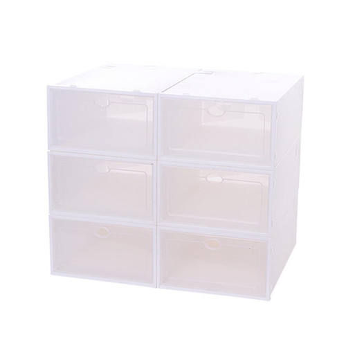 Parliky 6pcs Box Drawer Storage Bins Foldable Shoe Cabinet Clear Closet Organizers and Storage Collapsible Storage Bins Shoes Storage Bin Shoebox At Home White Storage Box Men and Women