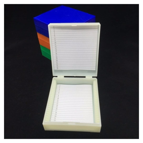 Microscope Accessories Kit Plastic Microscope Glass Slide Box 100 50 25 12 10pcs Biological Slices Storage Case Holder Microscope Slides (Color : 25pcs Slides Box)