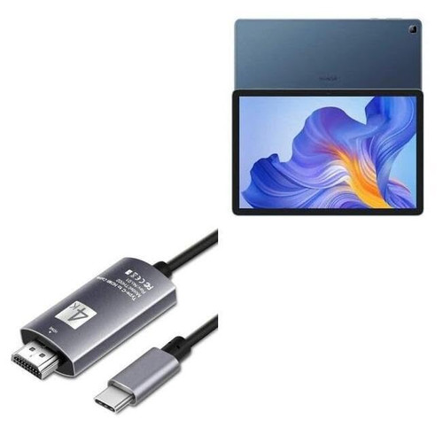BoxWave Cable Compatible with Honor Pad X8 - SmartDisplay Cable - USB Type-C to HDMI (6 ft), USB C/HDMI Cable - Jet Black