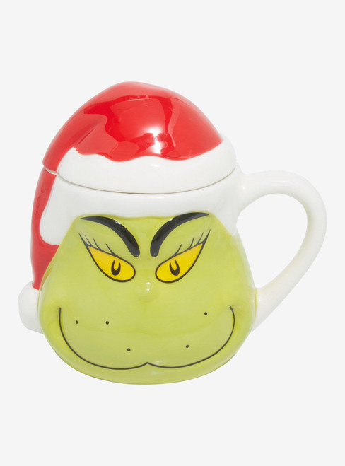 BoxLunch How The Grinch Stole Christmas Grinch Figural Mug with Lid BoxLunch How The Grinch Stole Christmas Grinch Figural Mug with Lid