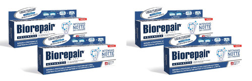 4pcs Biorepair - Intensive Night Repair Toothpaste 75 Ml Mineralize Enamel Protection Plague Fill Holes Gradually Microparticle Repairs Protect Tooth Enamel Helping to Prevent Repair Decay