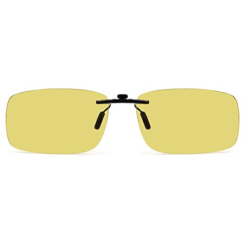 Qonoic Sunglasses Clip Photochromic Yellow To Brown Polarized Driving Sunglasses Clip Night Vision Glasses Clip Unisex SJP1288 (130MM)