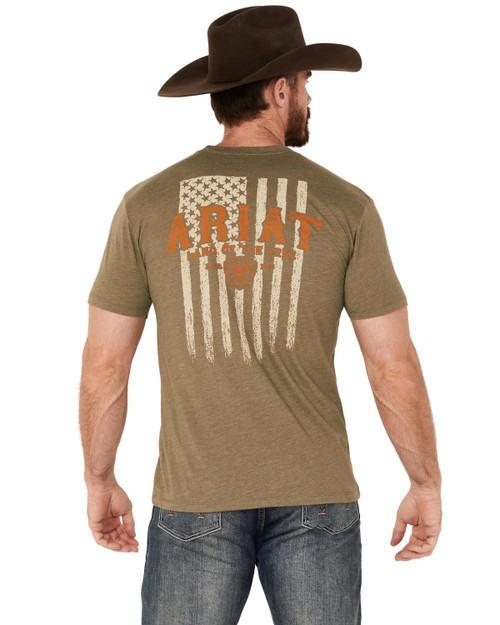 Ariat Men's Ariat Western Vertical Flag T-Shirt - Military Heather, Large