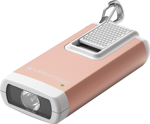 Ledlenser K6R Ultra-Compacted Foldout USB-A Rechargeable Keychain Flashlight 400 Lumens, Pink
