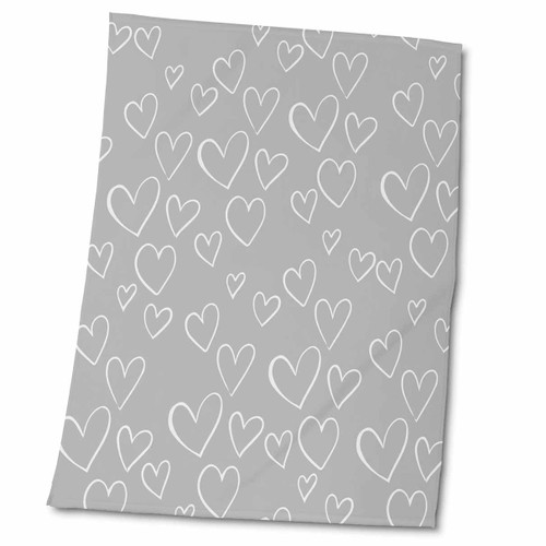 3dRose PS Creations - Grey and White Hearts - Towels (twl-202290-2)
