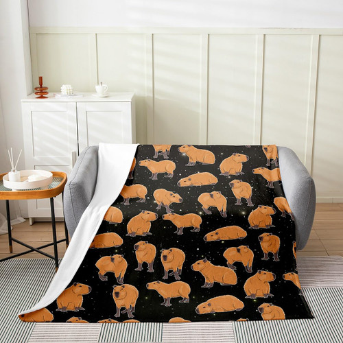 jejeloiu Capybara Flannel Fleece Throw Blanket Throw 50"x60" Kids Kawaii Animal All Season Bed Blanket for Sofa Couch Black Galaxy Fuzzy Blanket Cartoon Plush Blanket Room Decor Cute jejeloiu Capybara Flannel Fleece Throw Blanket Throw 50"x60" Kids Kawaii Animal All Season Bed Blanket for Sofa Couch Black Galaxy Fuzzy Blanket Cartoon Plush Blanket Room Decor Cute