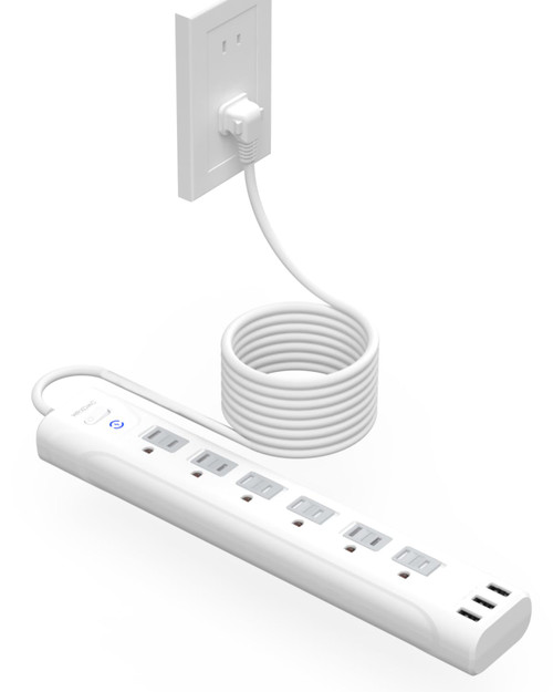 2 Prong Flat Plug Power Strip, WRXDMC 2 Prong to 3 Prong Outlet Adapter, 1680J Surge Protector, 10ft Extension Cord with Polarized Plug, 6 AC Outlets & 3 USB, Wall Mountable, Ideal for Old House