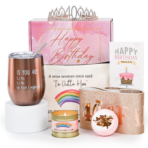 40th Birthday Gifts Women, Happy 40th Birthday Gifts for Women Unique Birthday Funny Gift Basket for Her 40 Year Old Women Birthday Gift Ideas Tuning 40 Gifts for Wife Mom Sister, Friends 40th Birthday Gifts Women, Happy 40th Birthday Gifts for Women Unique Birthday Funny Gift Basket for Her 40 Year Old Women Birthday Gift Ideas Tuning 40 Gifts for Wife Mom Sister, Friends