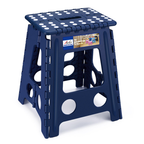 ACKO Folding Step Stool 16 Inch Stool 400 LB Weight Capacity Plastic Foldable Step Stools for Adults and Kids, Folding Stool Suitable for Kitchen, Stepping Stool with Handle Royal Blue Step Stool 1PC