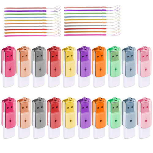 AGECASH USB Thumb Drive 256MB USB Flash Drive Bulk USB Drive Pack of 20, USB 2.0 Memory Stick Swivel Pendrive Zip Drive USB Key with 20 Lanyard, USB Storage for Back to School, Office & Tender