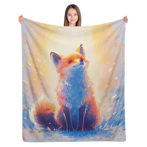ALIFAFA Fox Blanket, Cute Red Fox Throw Blanket Aesthetic, Fox Gifts for Boys and Girls, Soft Plush Fox Lovers Fleece Blanket for Kids, Kawaii Fox Decor,50"x40" ALIFAFA Fox Blanket, Cute Red Fox Throw Blanket Aesthetic, Fox Gifts for Boys and Girls, Soft Plush Fox Lovers Fleece Blanket for Kids, Kawaii Fox Decor,50"x40"