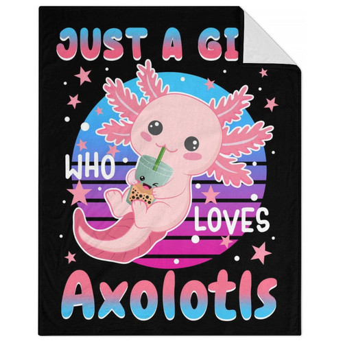 Axolotl Blanket Gifts - 40x50 Inches Cute Throw Blanket for Kids, Girls & Boys - Black Soft Fuzzy Blankets for Couch, Sofa & Bed