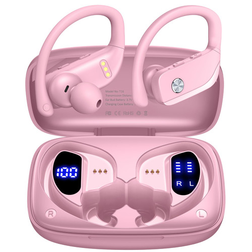 bmanl Wireless Earbuds Bluetooth Headphones 48hrs Play Back Sport Earphones with LED Display Over-Ear Buds with Earhooks Built-in Mic Headset for Workout Pink bmanl Wireless Earbuds Bluetooth Headphones 48hrs Play Back Sport Earphones with LED Display Over-Ear Buds with Earhooks Built-in Mic Headset for Workout Pink