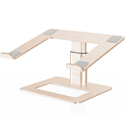 BoYata Laptop Stand, Ergonomic Aluminum Height Adjustable Computer Stand Laptop Riser Holder for Desk, Compatible with MacBook Pro/Air, Dell, Lenovo, HP, Samsung, More Laptops 11-17"-Gold