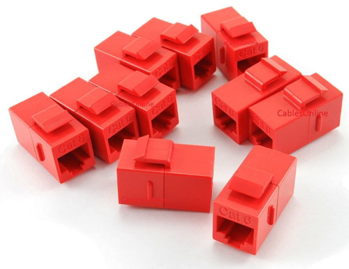 CablesOnline, 10-Pack CAT6 Female/Female RJ45 Ethernet Red Keystone Jack Coupler, WP-C02RD-10