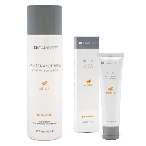 CariFree Maintenance & Prevention Kit, Citrus | Anti-Cavity Fluoride Toothpaste & Mouthwash Freshens Breath and Moistens Mouth | Dentist Recommended for Oral Care (Citrus, 2 Piece Set)