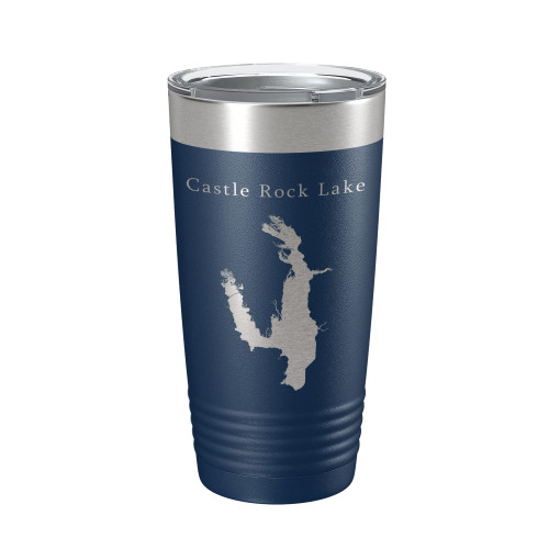 Castle Rock Lake Map Tumbler Travel Mug Insulated Laser Engraved Coffee Cup Wisconsin 20 oz Navy Blue