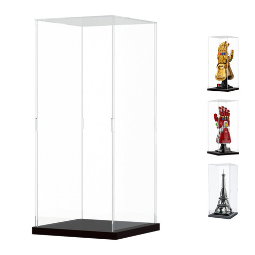 Choowin Acrylic Display Case for Lego 76223 76191 21019 Thickened Clear Acrylic Display Box for Collectibles Countertop Display Case for Action Figures Model Toy Dustproof Showcase(Black Base)