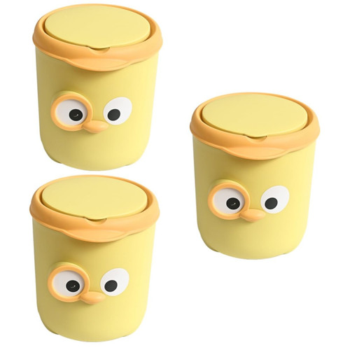 Ciieeo 3pcs Desktop Trash Can Bedroom Garbage Can Waste Container Mini Wastepaper Basket Flip Waste Can Touch Waste Can Bathroom Trash Can Car Trash Bin Penholder Pp with Cover Clamshell