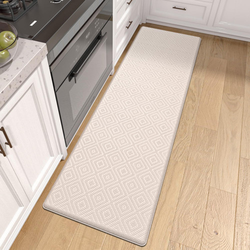 DEXI Anti Fatigue Kitchen Mat, Cushioned Kitchen Rugs Non Slip, Waterproof Comfort Standing Kitchen Floor Mat, 17"x59", Beige