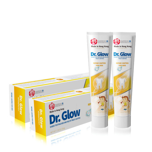 Dr. Glow Kids Toothpaste Cavity Repair Tooth Paste, Hydroxyapatite Toothpaste Fluoride Free, Toddler Tooth Decay Repair Remineralizing Toothpaste, Enamel Repair Cavity Reversing Toothpaste, 1.76oz X2