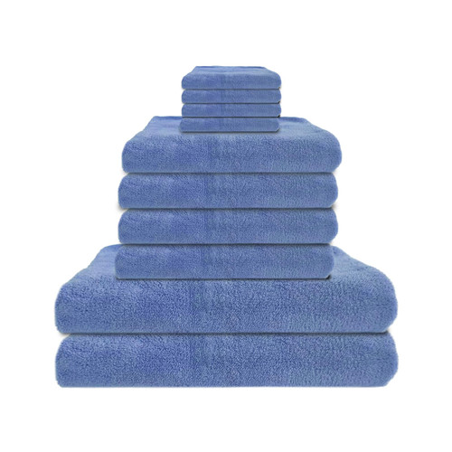 DwellDreams 10 Pack Premium Bath Towel Set - Quick Drying - Microfiber Coral Velvet Highly Absorbent Towels - Multipurpose Use as Bath Fitness, Bathroom, Shower