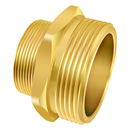 Fire Hydrant Hex Nipple, 2" NPT x 2-1/2" NST (NH) Male Fire Hydrant Hose Adapter Fitting Double Male Brass Fire Hydrant Connector