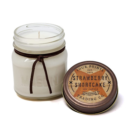 Four Points Trading Co. Strawberry Shortcake 8 Oz Scented Soy Aromatherapy Candle w/Jar