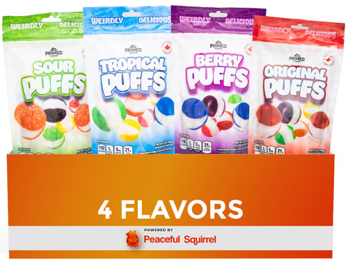 Freeze Dried Candy Skittles Puffs Variety of 4 Flavors - 3.5 Ounce Each Bag (Tropical, Berry, Sour, Original)