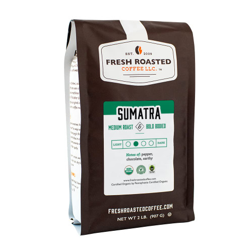 Fresh Roasted Coffee,100% Organic Sumatra | 2 lb (32 oz) | Single Origin | Medium Roast | RFA Kosher | Ground Fresh Roasted Coffee,100% Organic Sumatra | 2 lb (32 oz) | Single Origin | Medium Roast | RFA Kosher | Ground