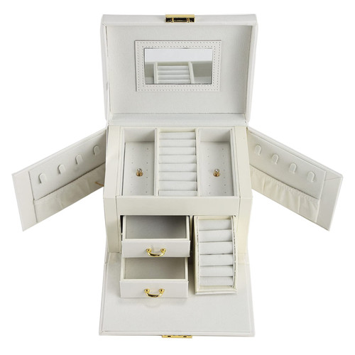 Glodwheat Jewelry Box for Women, Jewelry Storage Box with Lock and Mirror Travel Jewelry Organizer Box for Watch Rings Necklace Bracelet Earring Glodwheat Jewelry Box for Women, Jewelry Storage Box with Lock and Mirror Travel Jewelry Organizer Box for Watch Rings Necklace Bracelet Earring