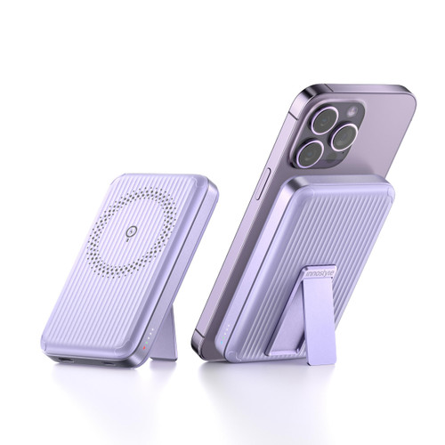 INNOSTYLE Magsafe Portable Charger, 10000mAh Magnetic Wireless Power Bank with Ajustable Stand Mag-Safe Battery Pack 20W Fast Charging, Compatible for iPhone 14/13/12 Mini Pro Max (Purple)