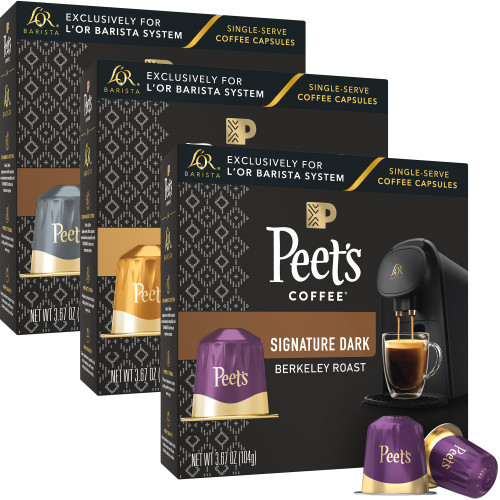 L'OR Barista Coffee Pods, Peet's Coffee Variety Pack - 30 Single-Serve Capsules, Exclusively Compatible with L'OR BARISTA System, Brews 5 oz, 8 oz, 12 oz, 10 count (Pack of 3)