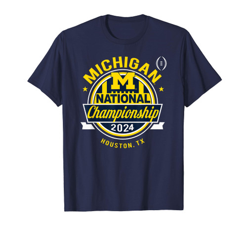 Michigan Wolverines 2024 CFP National Championship Logo Navy T-Shirt