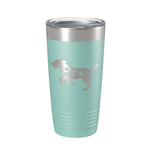 Mutt Mom Tumbler Dog Travel Mug Gift Insulated Laser Engraved Coffee Cup 20 oz Teal