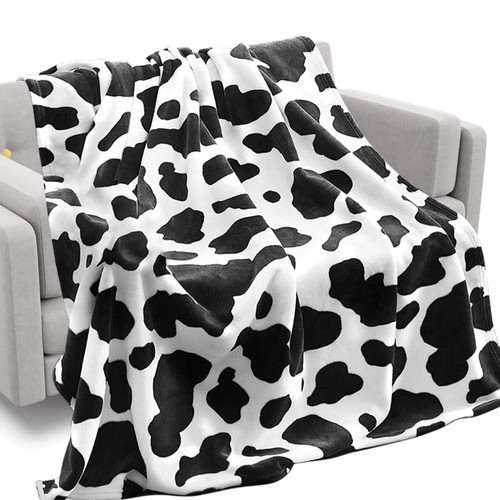 Rezutan Cow Throw Blanket Black and White Cow Print Blanket for Sofa Couch Bed Warm Fleece Flannel Plush Blanket Cow Throw Blanket CampingTravel Cow Bedding Baby Boys Girls Adults Gift 60x80 inch