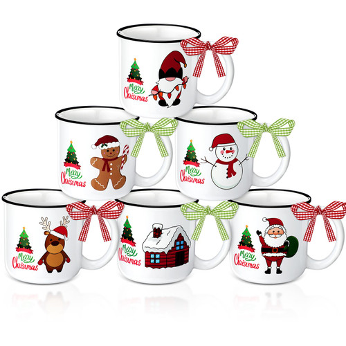 Sliner Christmas Coffee Mugs Set of 6, 12 oz Christmas Mug Hot Chocolate Cocoa Cups Gift Holiday for Family Friends Teacher Farmhouse(Classical) Sliner Christmas Coffee Mugs Set of 6, 12 oz Christmas Mug Hot Chocolate Cocoa Cups Gift Holiday for Family Friends Teacher Farmhouse(Classical)