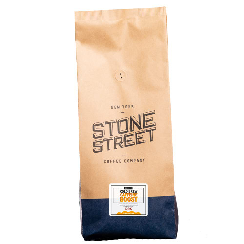 Stone Street Coffee Cold Brew Caffeine Boost, Whole Bean, 2 LB (32 oz), Dark Roast, High Caffeine Strong Blend