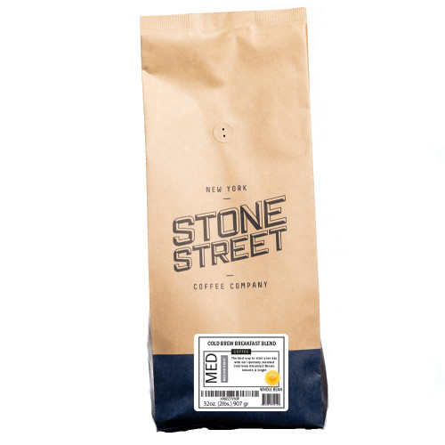 Stone Street Cold Brew Coffee Beans, Breakfast Blend, Low Acid, 100% Arabica, Gourmet Coffee, Medium Roast, Whole Bean, 2 LB