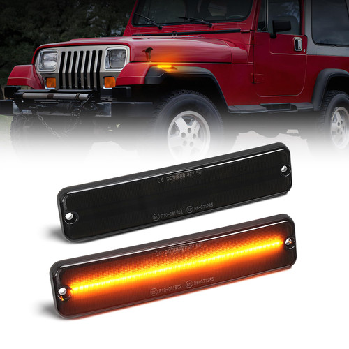 SUPAREE LED Side Marker Turn Signal Lights Compatible with 1987-1995 Jeep Wrangler YJ, Smoked Lens Amber Side Front Turn Signal Lights for Jeep Wrangler YJ OEM Replace #56001424, CH2550105, 2 Packs
